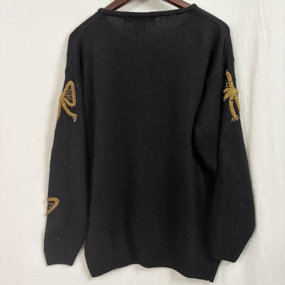 90's Sweater IB Diffusion Gold Bows Women's Size XL Silk Lambs wool Rabbit Hair‎ - Picture 4 of 6